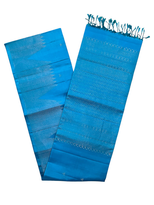 Southloom Pure Handloom Bridal Kanchipuram Silk Saree with Korvai Work (Blue)
