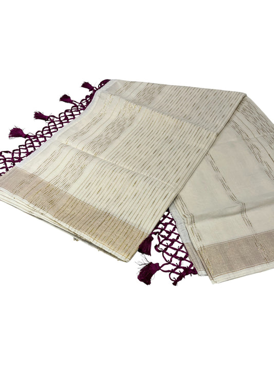 Southloom Kerala Cotton Kasavu Saree with Golden Thread Work