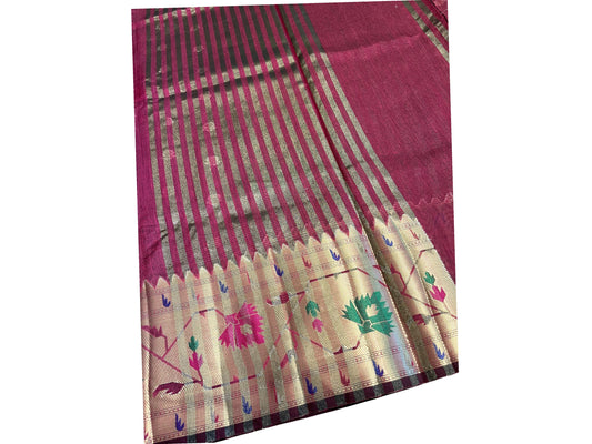 Southloom Banarasi Silk Saree with Woven Work on Body and Borders (Maroon)