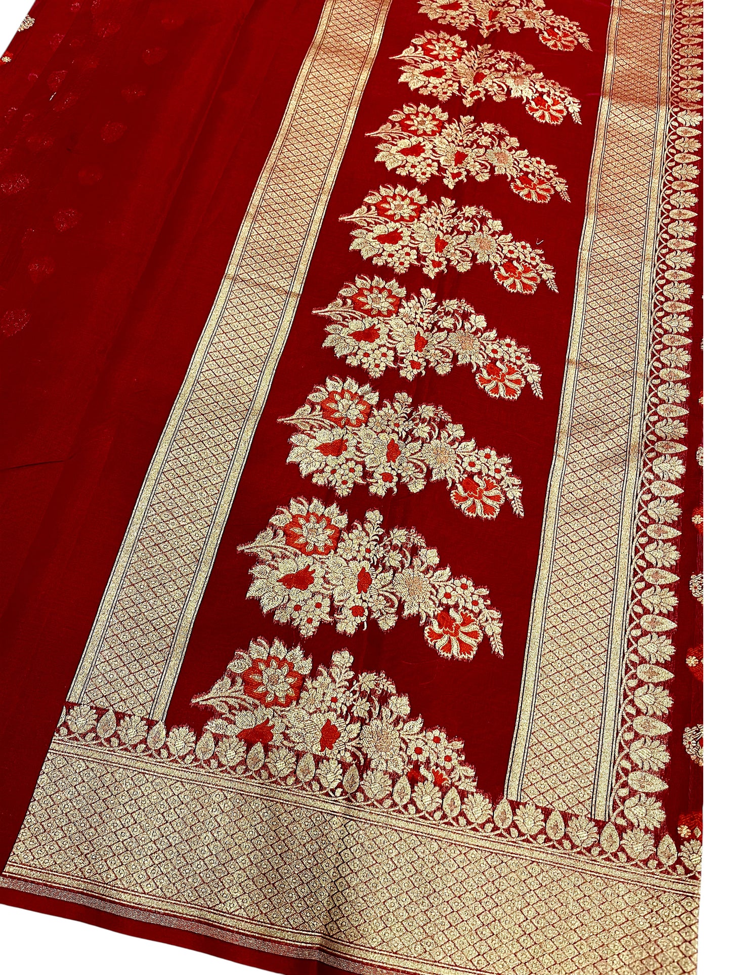 Southloom Cotton Banarasi Silk Saree with Woven Work on Body and Borders (Red)
