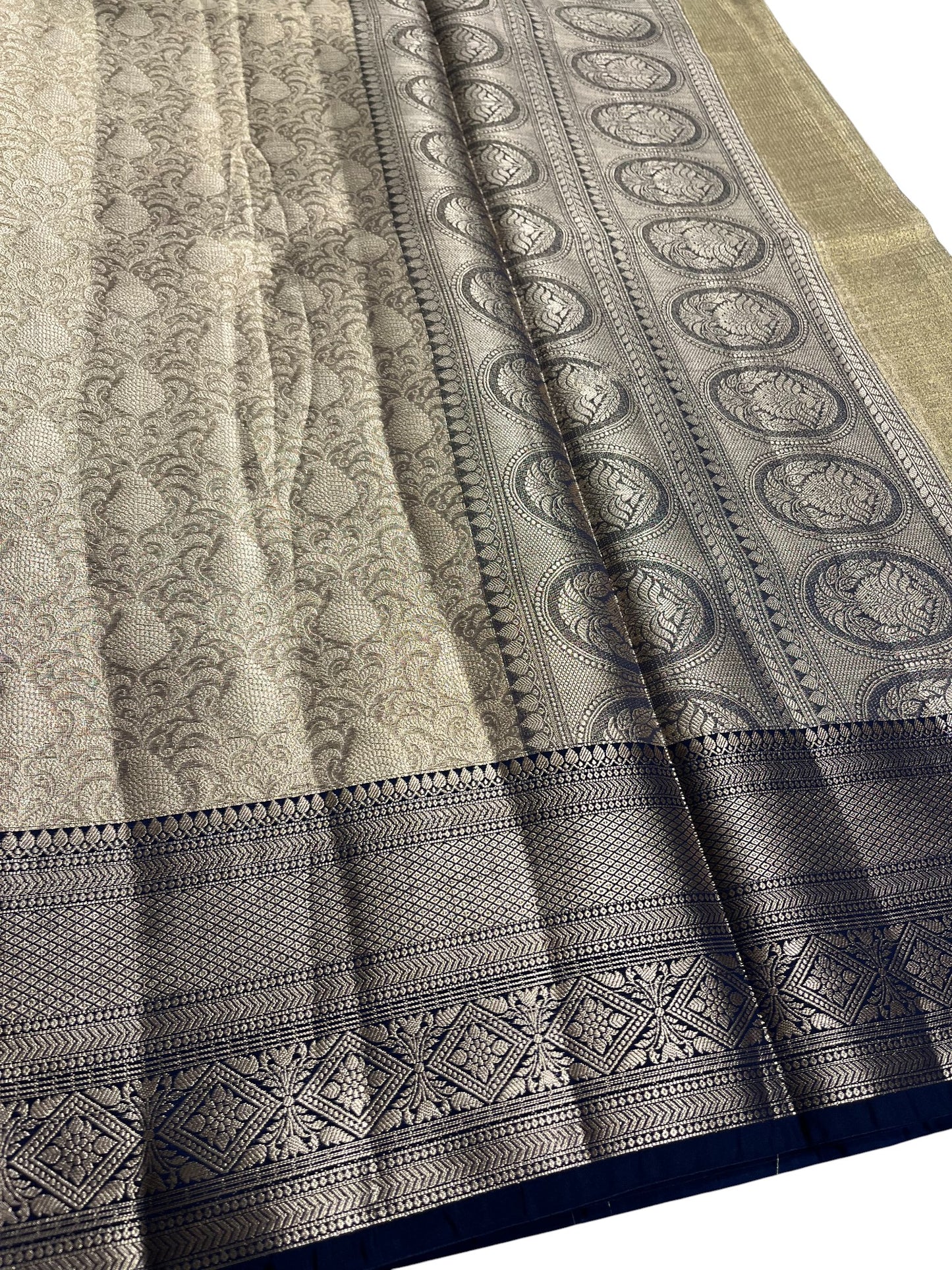 Southloom Semi Banarasi Katan Tissue Saree with Woven Work on Body and Borders