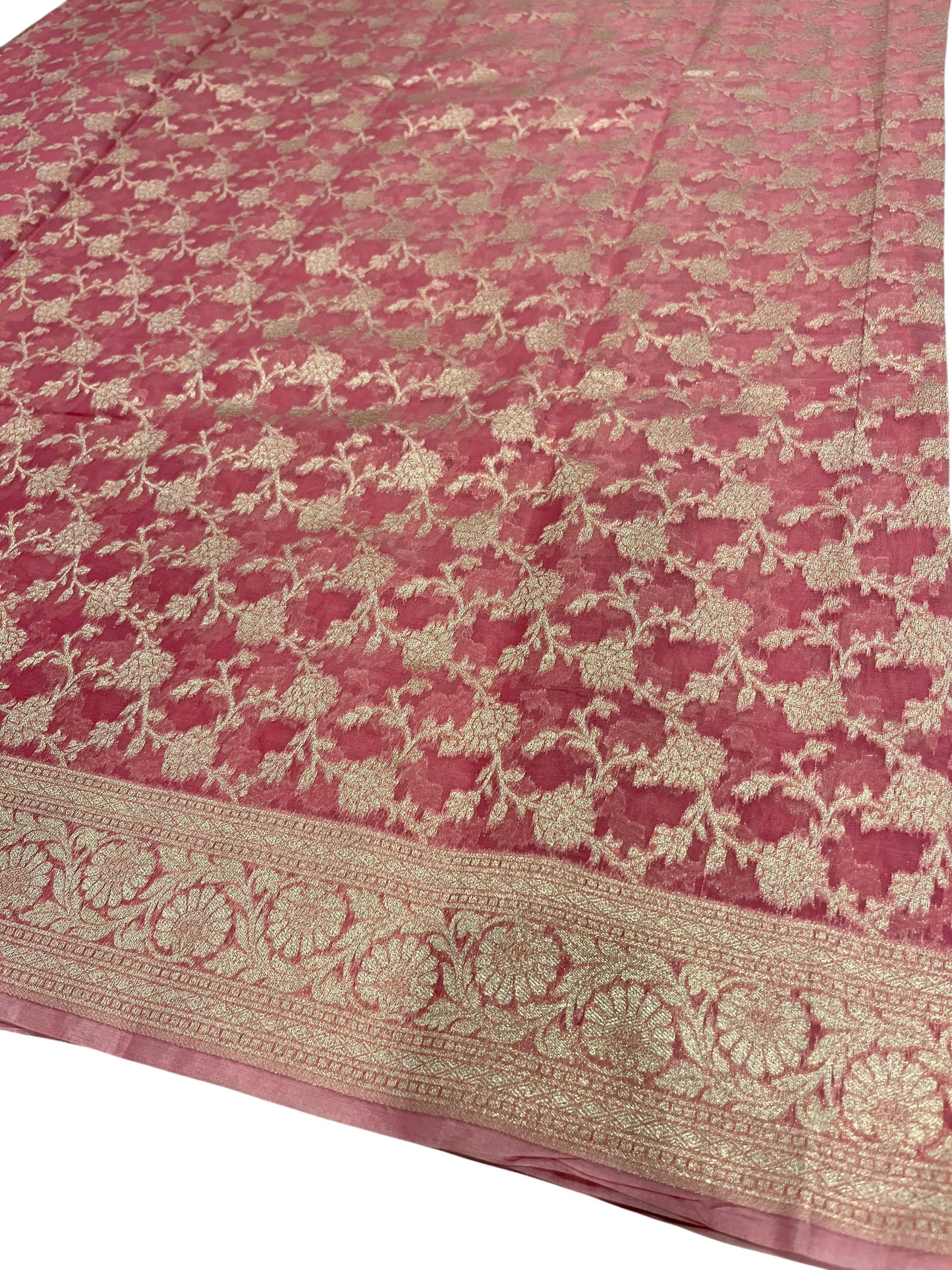Southloom Cotton Banarasi Silk Saree with Woven Work on Body and Borders(Pink)