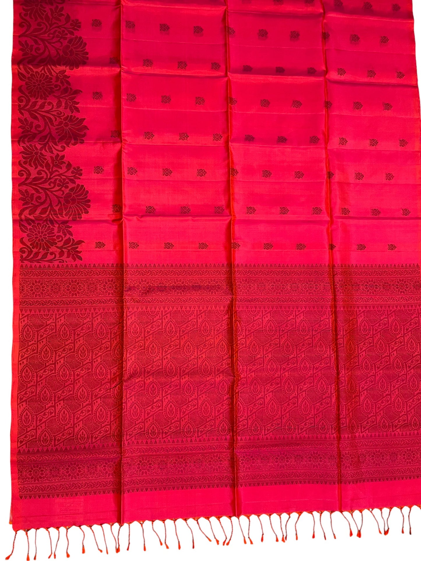 Southloom Pure Handloom Kanchipuram Silk Saree with Korvai Work (Magenta)