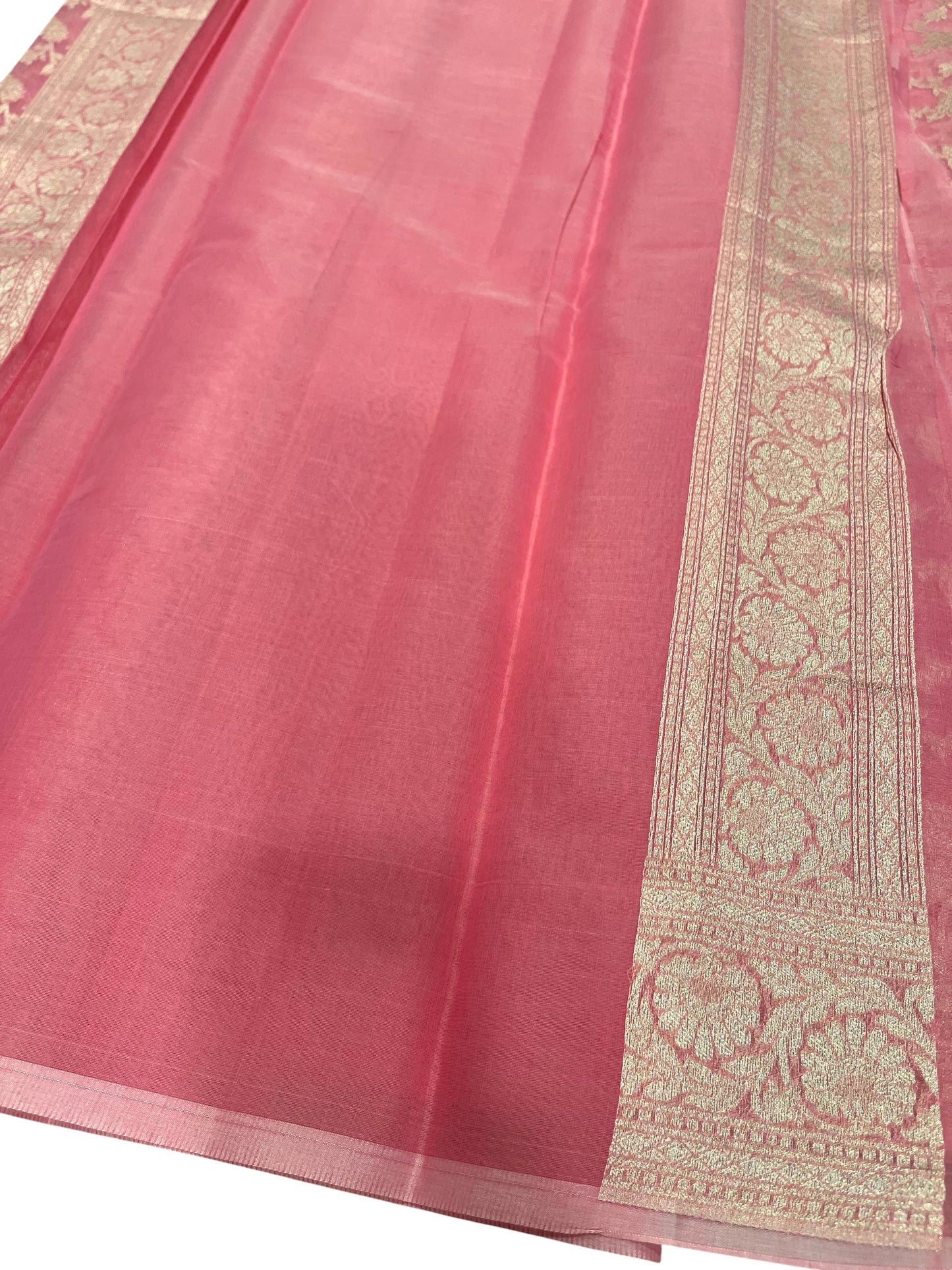 Southloom Cotton Banarasi Silk Saree with Woven Work on Body and Borders(Pink)