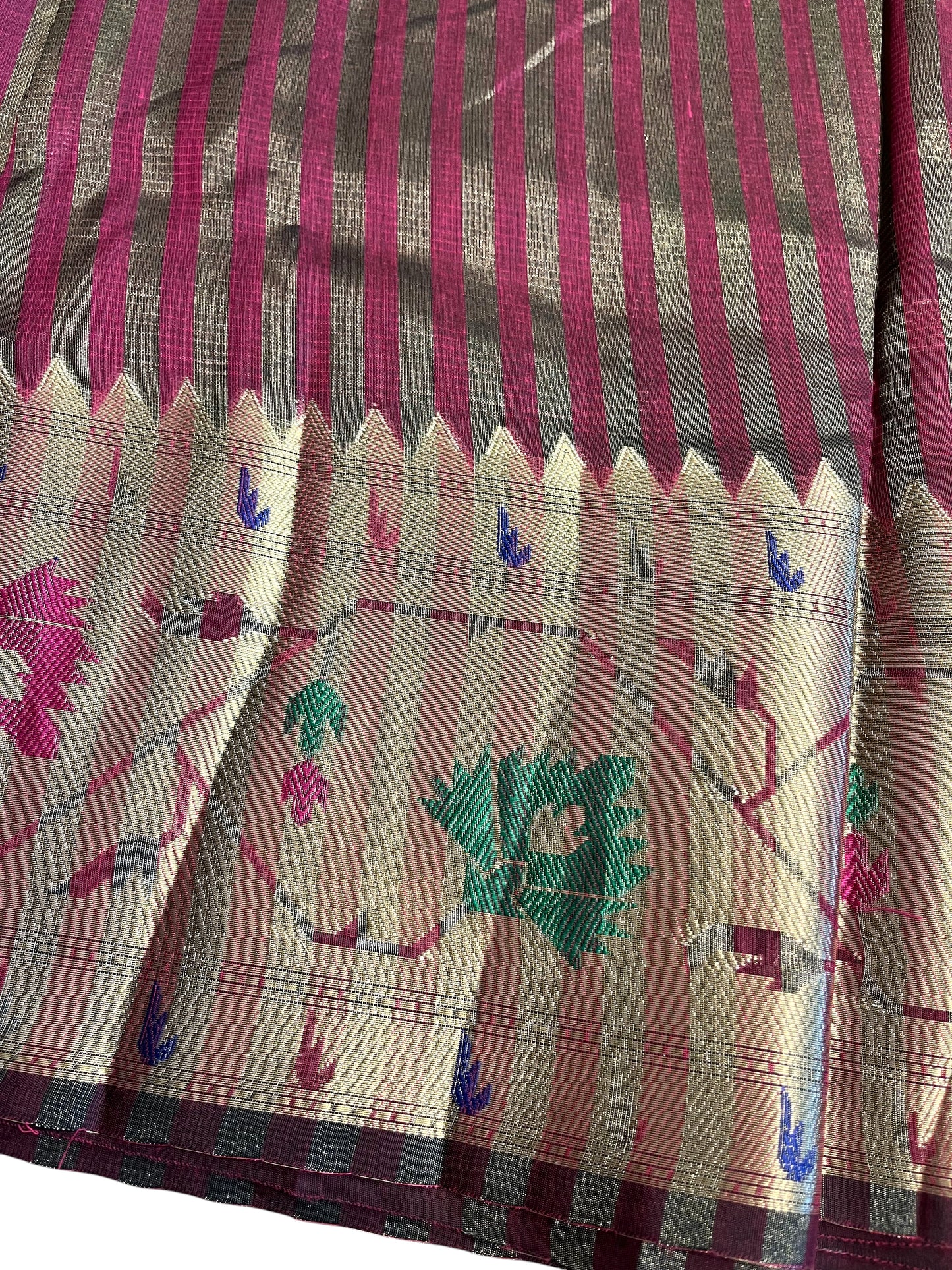 Southloom Banarasi Silk Saree with Woven Work on Body and Borders (Maroon)