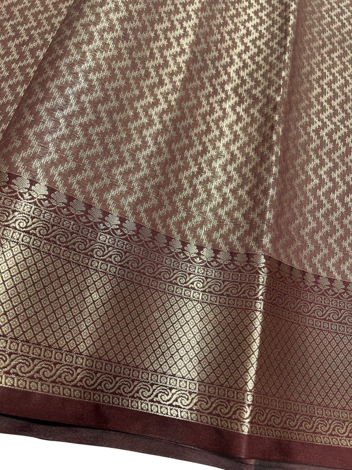Southloom Tissue Silk Saree with Woven Work on Body and Borders (Grey & Maroon)