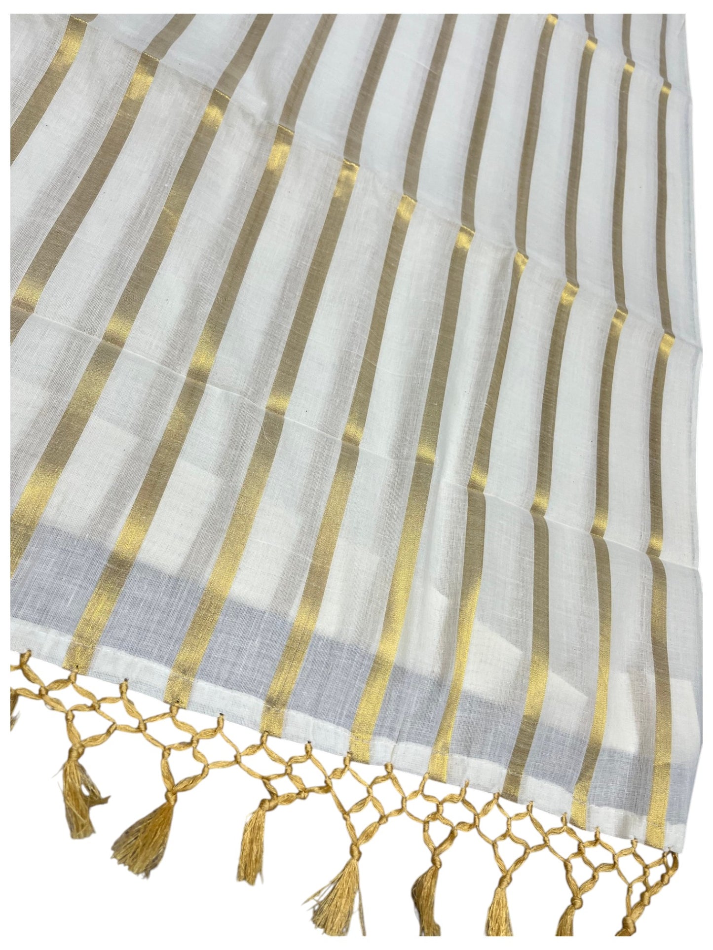 Southloom Cotton Kerala Kasavu Saree with Golden Lines on Body