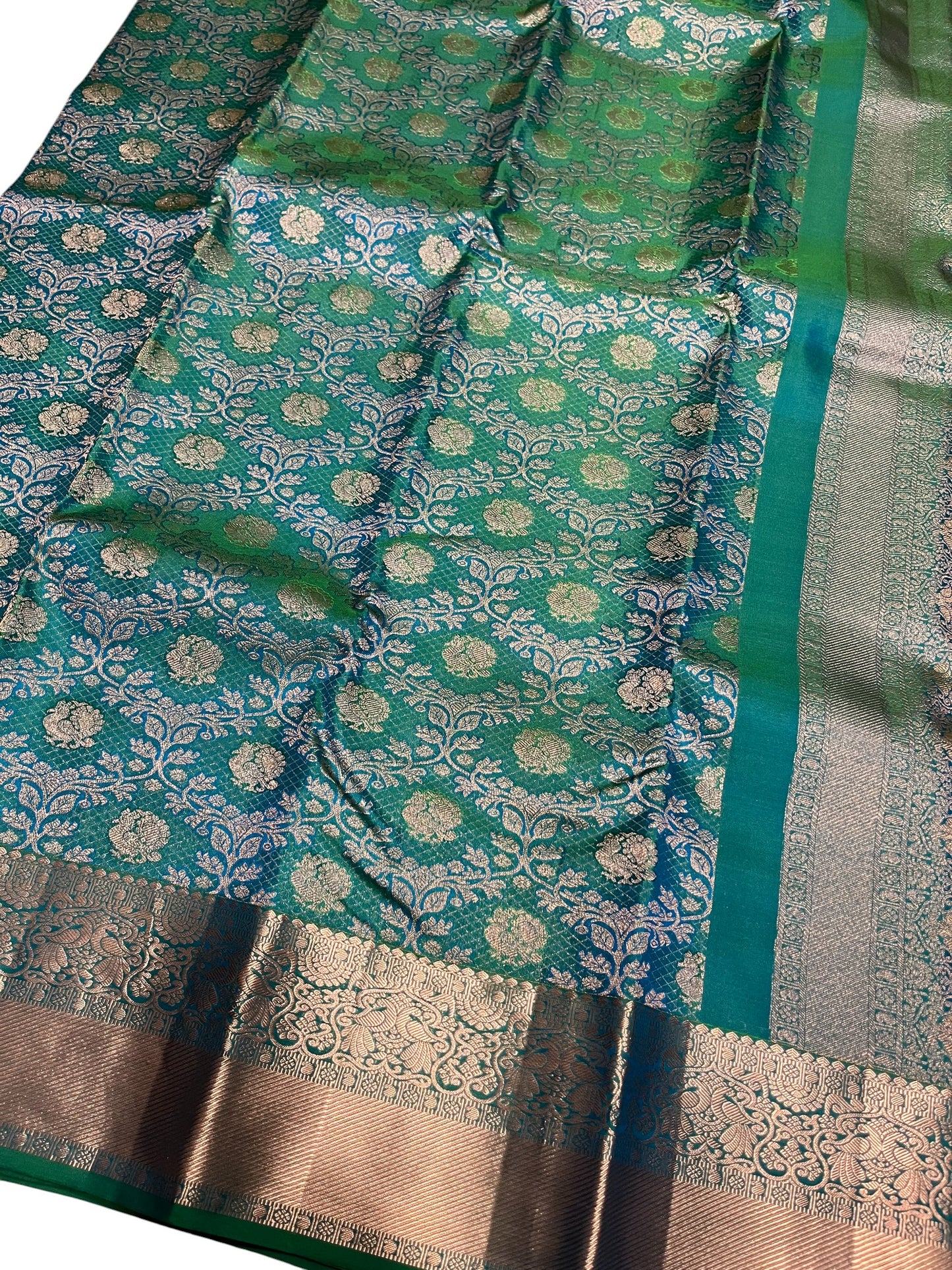 Southloom Pure Handloom Bridal Kanchipuram Silk Saree with Korvai Work