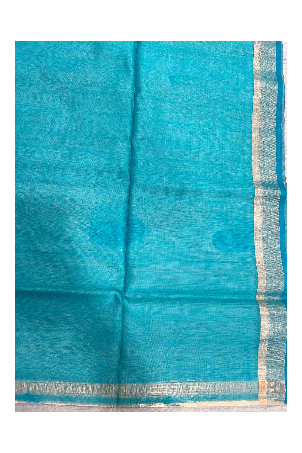 Southloom Pure Handloom Cotton Silk Saree With Handwoven Work Across Body and Blouse in Green And Beige