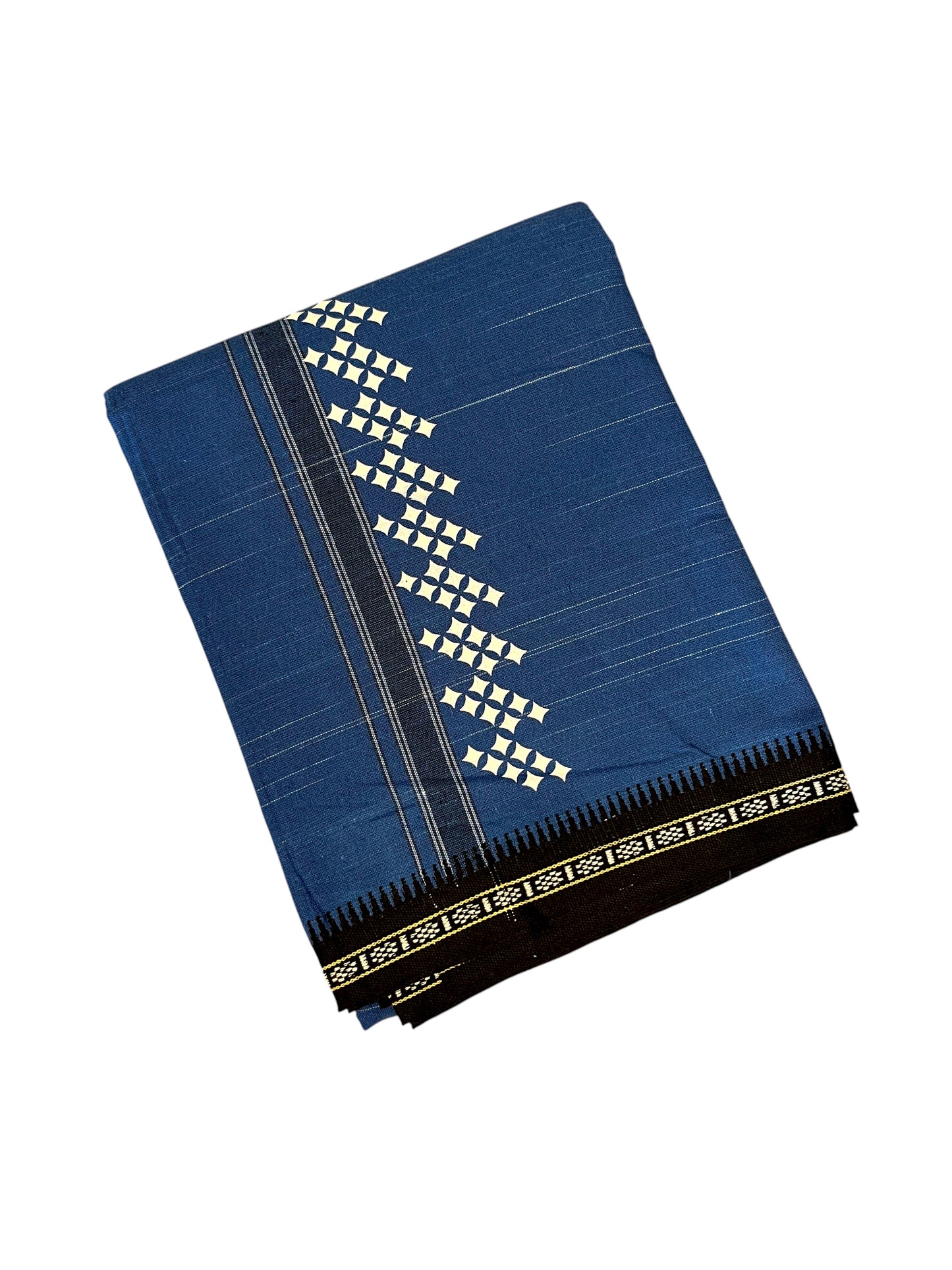 Southloom Blue Printed Single Mundu / Otta Mundu / Lungi (South Indian Kerala Dhoti)