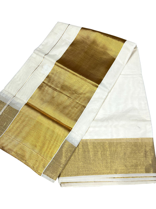 Southloom Pure Cotton Kerala Saree with 8 inch Gold Kasavu Border