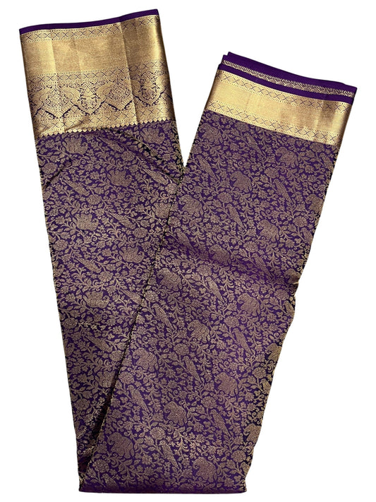 Southloom Pure Handloom Bridal Kanchipuram Silk Saree with Korvai Work (Violet)
