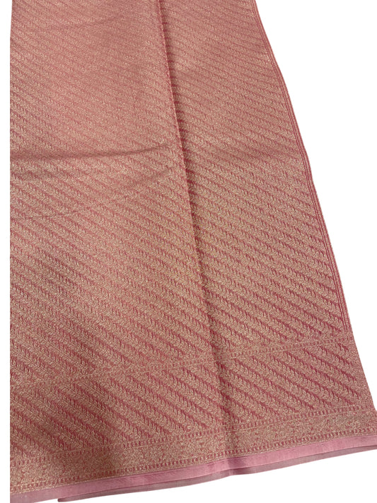 Southloom Cotton Banarasi Silk Saree with Woven Work on Body and Borders(Pink)