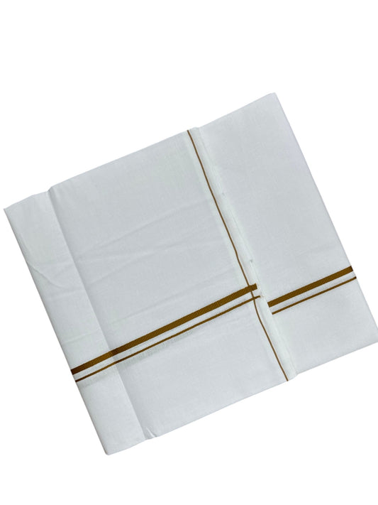 Southloom Pure White Cotton Single Mundu with Musturd Yellow Border (South Indian Kerala Dhoti)