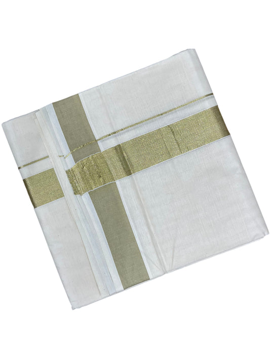 Southloom Pure Cotton Mundu with Gold Border (South Indian Kerala Dhoti)