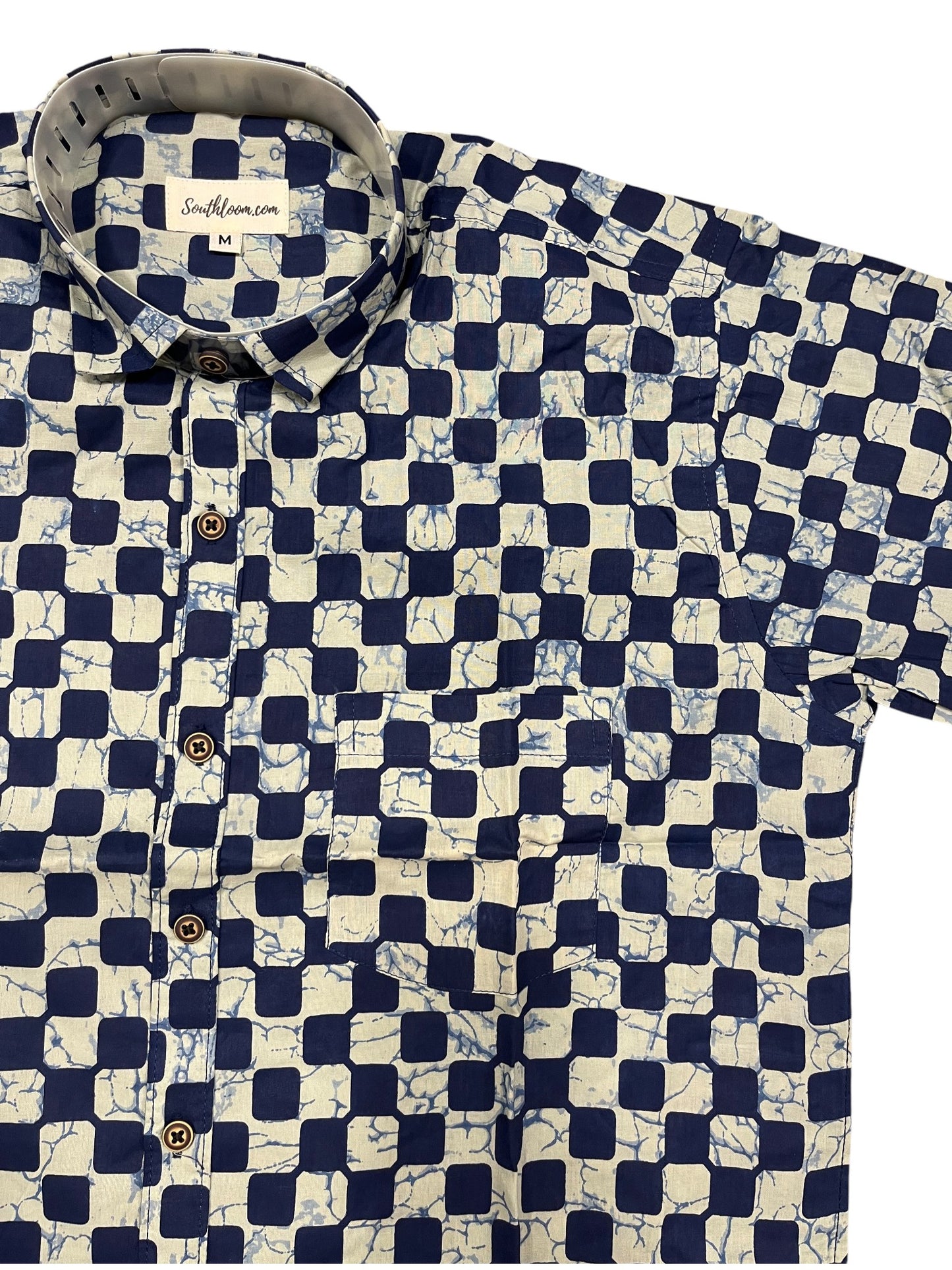 Southloom Jaipur Pure Cotton Block Printed Shirt for Men (Medium)