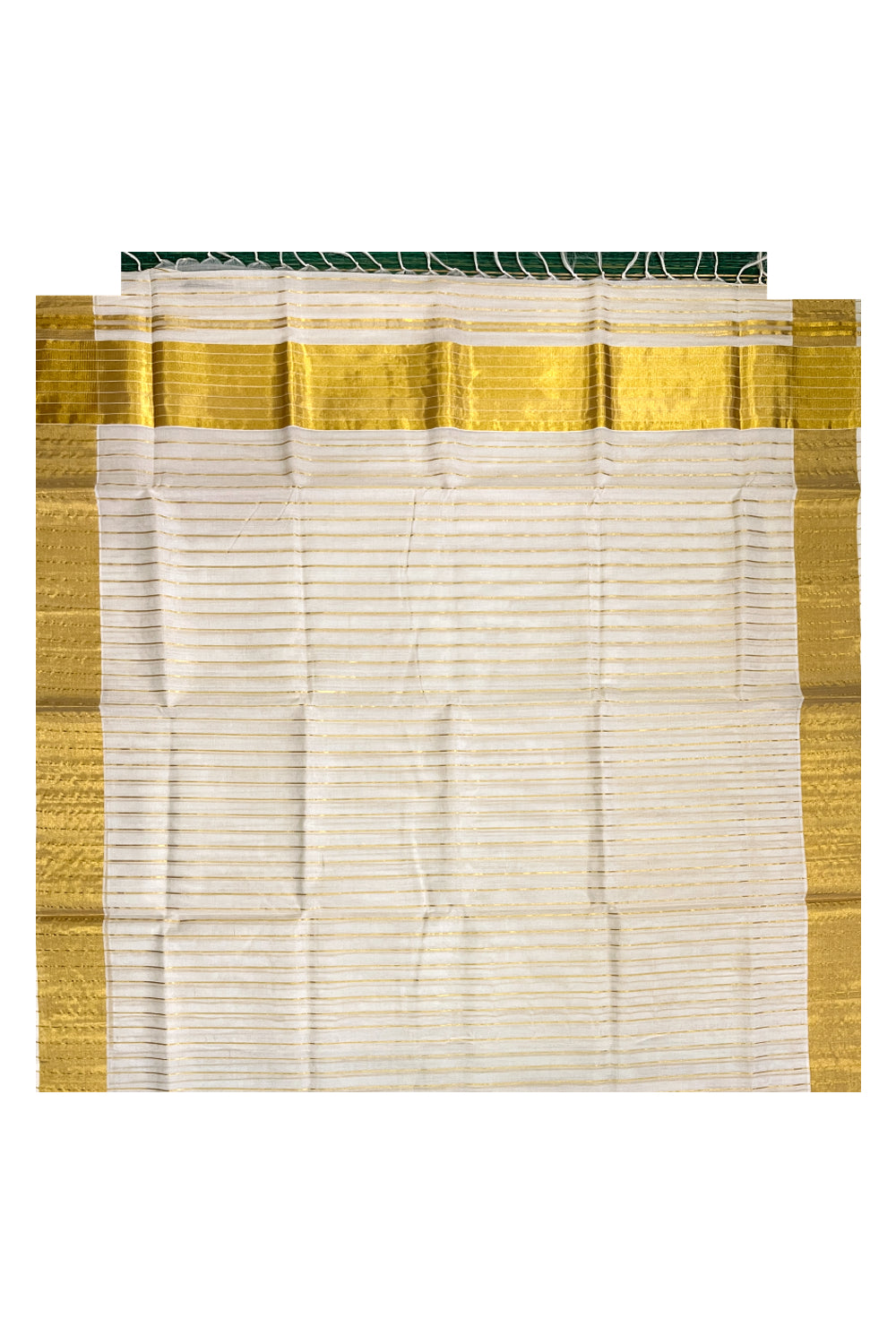 Southloom Handloom Premium Kerala Cotton Saree with Kasavu Lines Design Across Body
