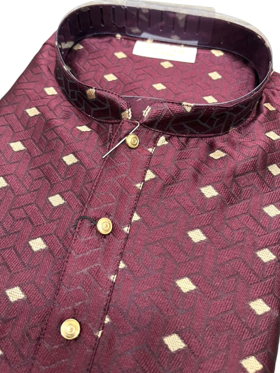 Southloom Maroon Woven Semi Silk Short Kurta for Men SL590