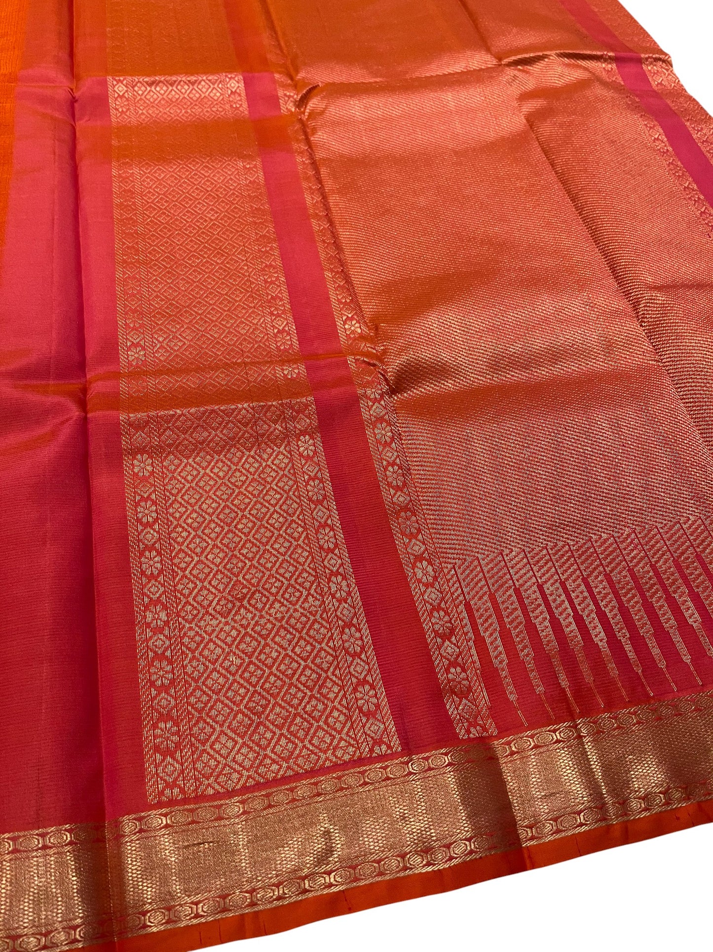 Southloom Pure Handloom Bridal Kanchipuram Silk Saree with Korvai Work(Yellow&Red)