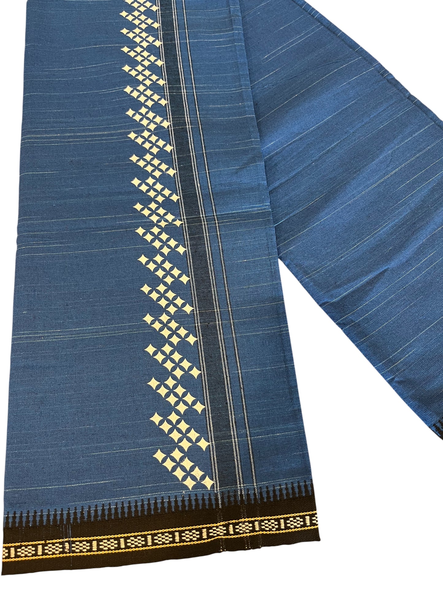 Southloom Blue Printed Single Mundu / Otta Mundu / Lungi (South Indian Kerala Dhoti)
