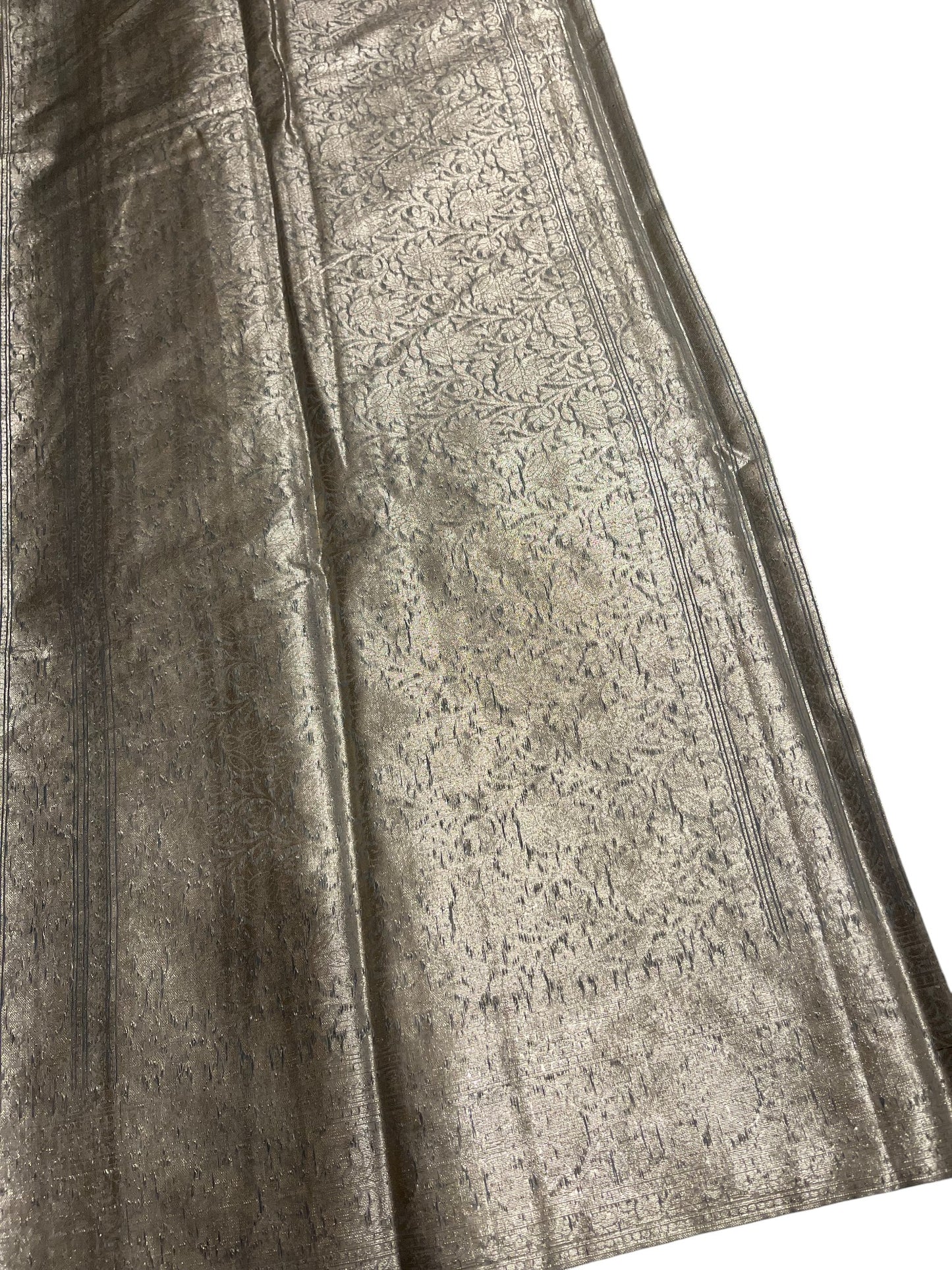 Southloom Cotton Banarasi Silk Saree with Woven Work on Body and Borders (Grey)