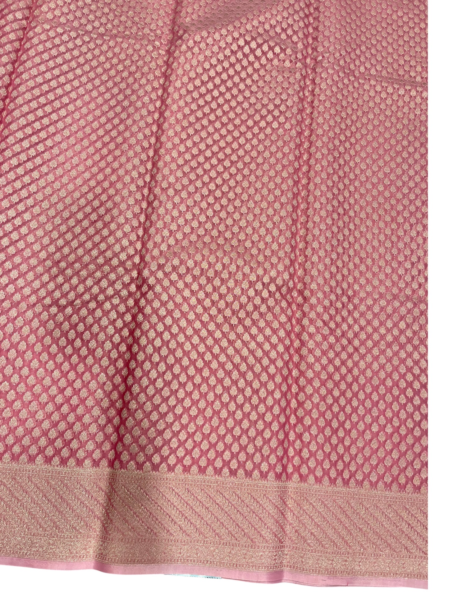 Southloom Cotton Banarasi Silk Saree with Woven Work on Body and Borders(Pink)