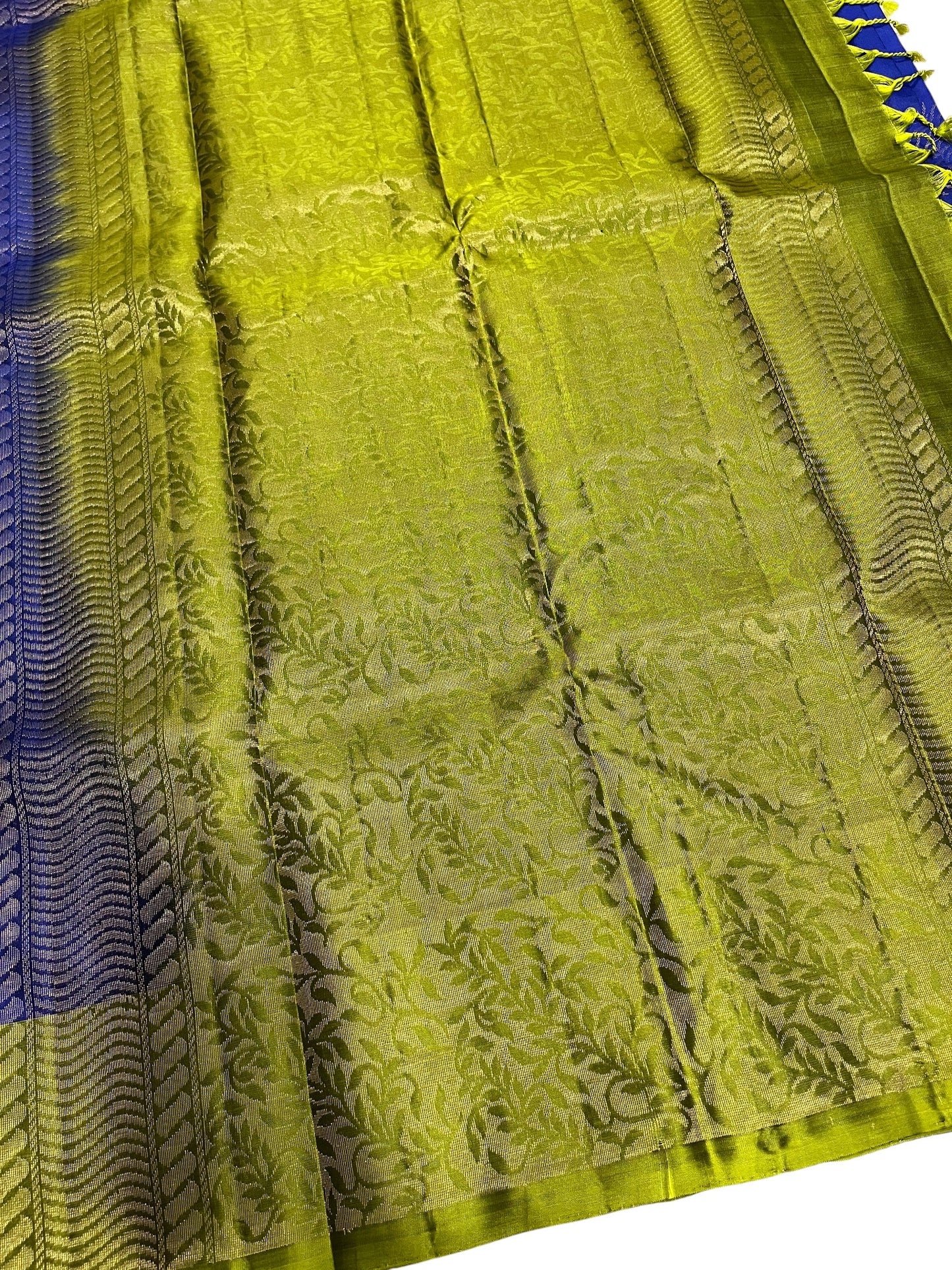 Southloom Pure Handloom Kanchipuram Silk Saree with Butta Work(Blue & Green )