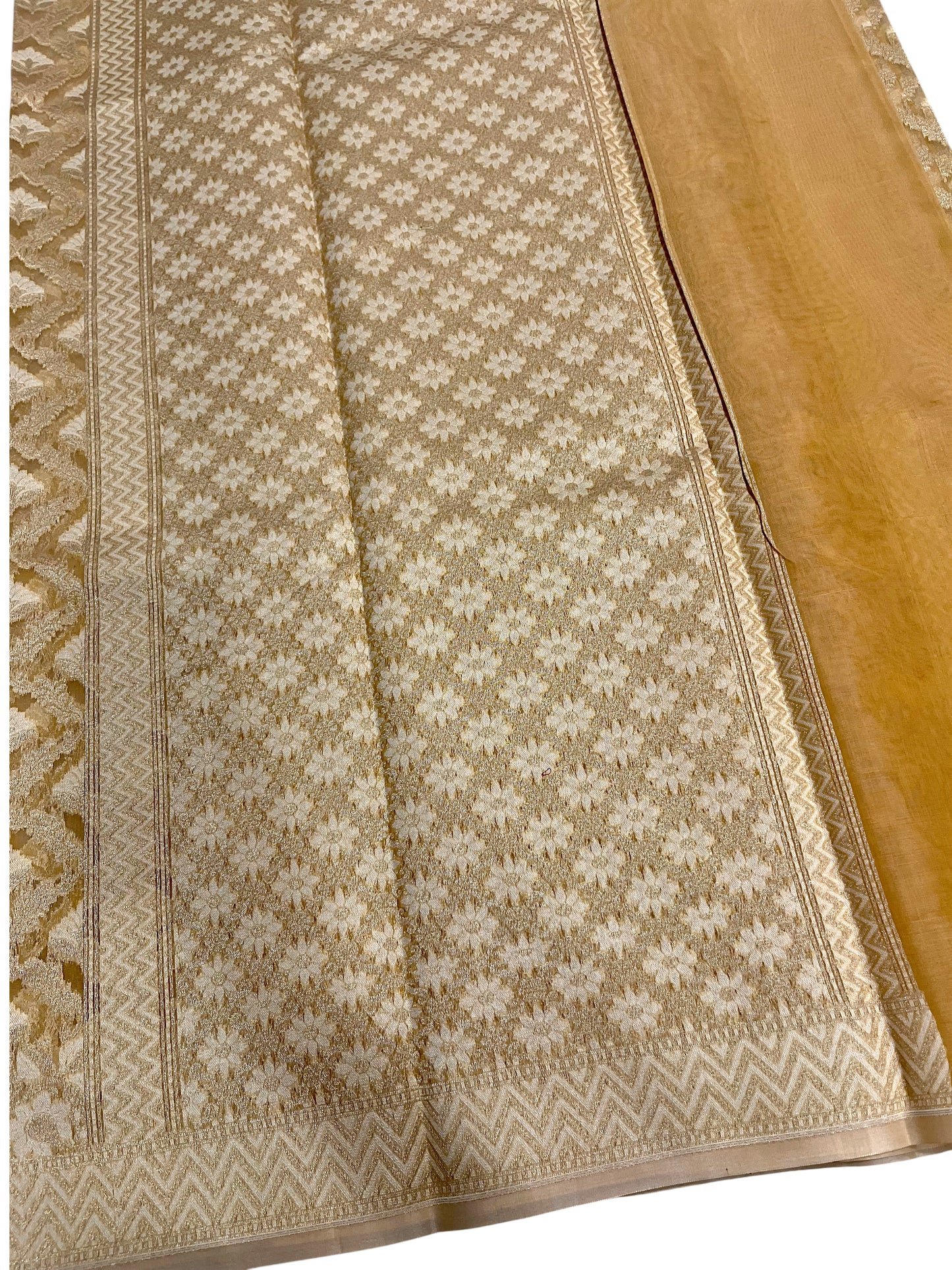 Southloom Cotton Banarasi Silk Saree with Woven Work on Body and Borders (Yellow)