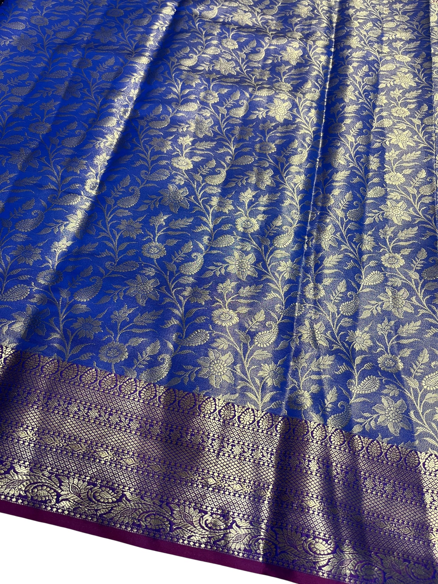Southloom Semi Banarasi Katan Tissue Saree with Woven Work on Body and Borders (Magenta & Blue)