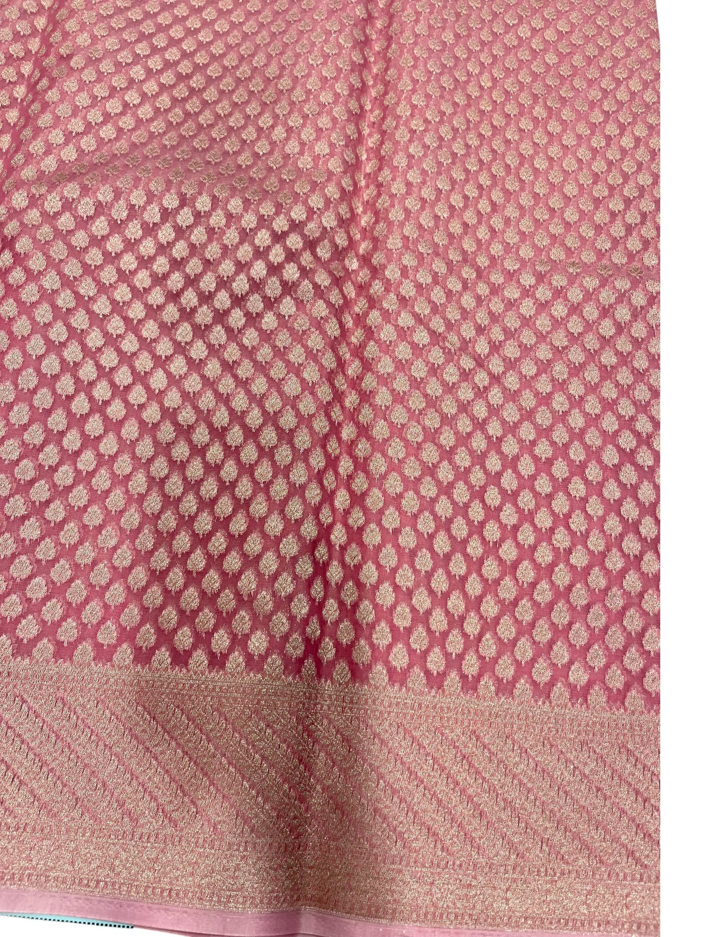 Southloom Cotton Banarasi Silk Saree with Woven Work on Body and Borders(Pink)