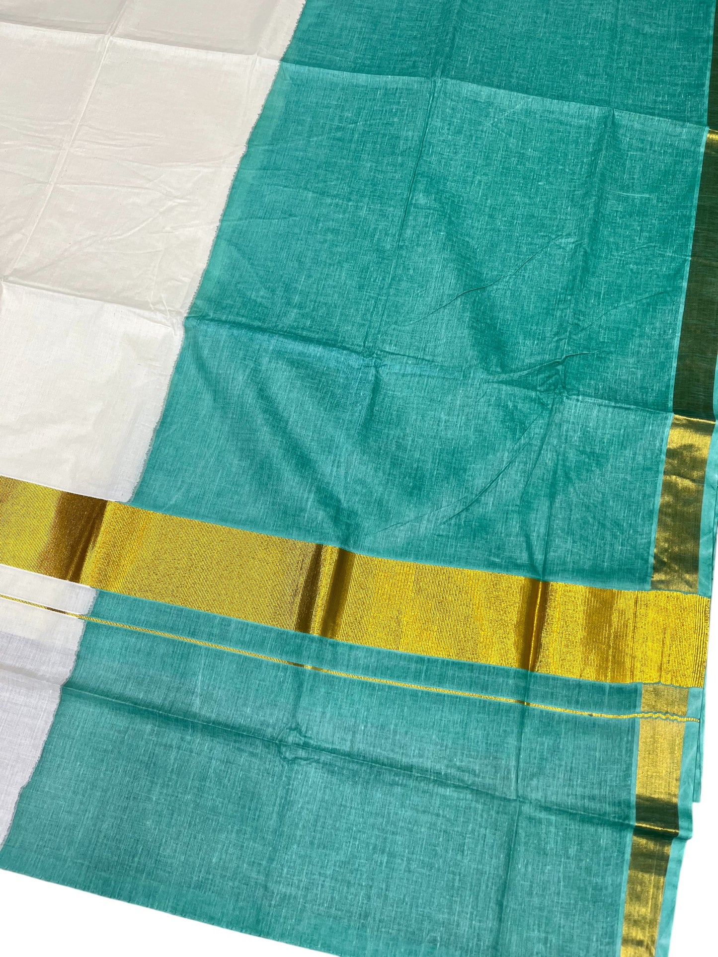 Southloom Tie and Dye Multi Colour Green Kasavu Saree SL264