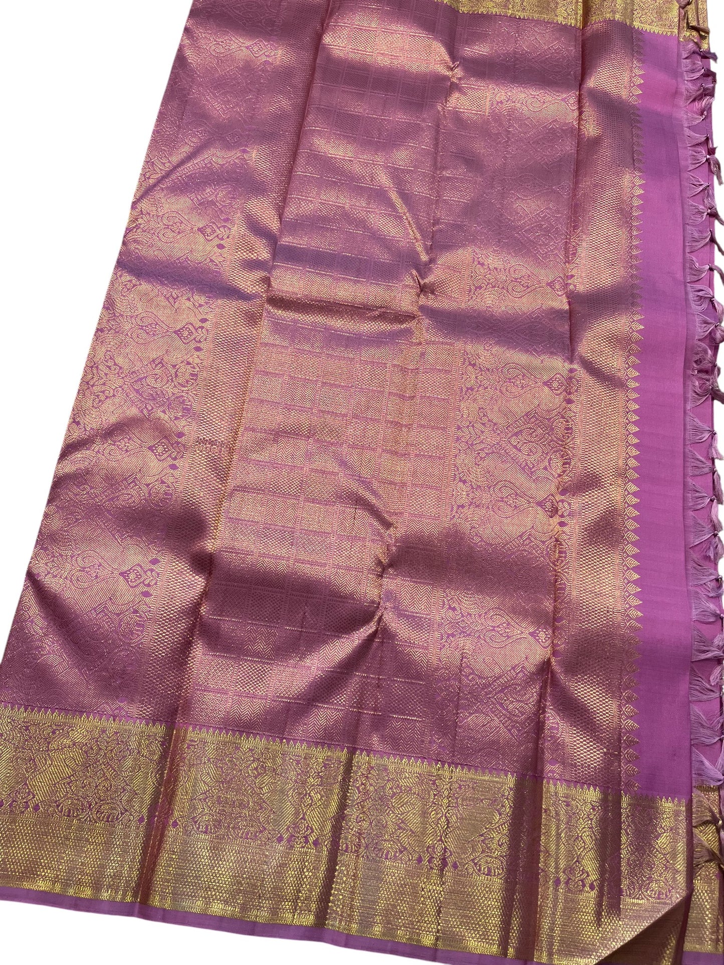 Southloom Premium Bridal Handloom Kanchipuram Silk Saree With Korvai Works (Pink)