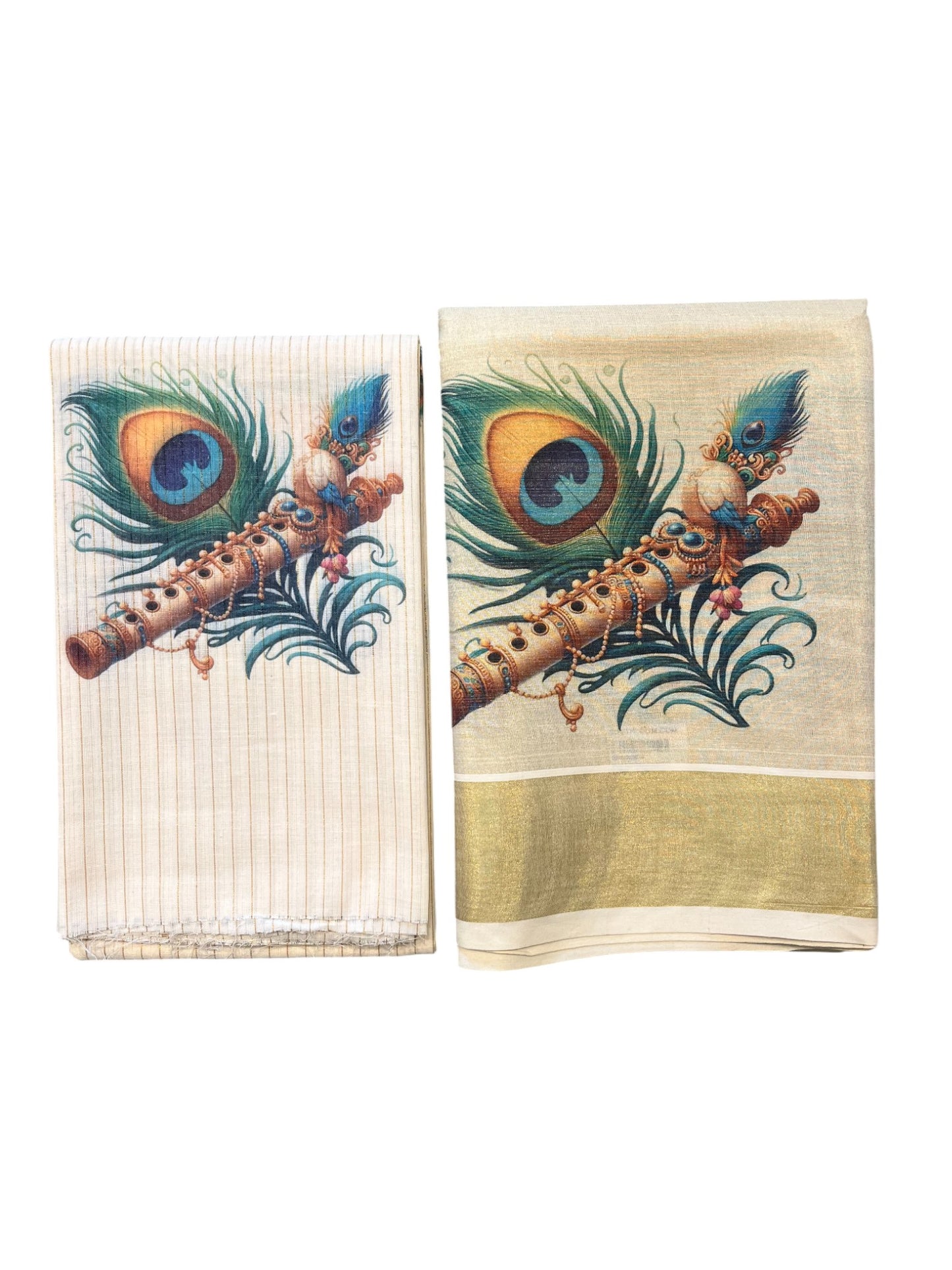 Southloom Kerala Tissue Churidar Salwar Material with Hand Painted Designs (include Shawl / Dupatta)