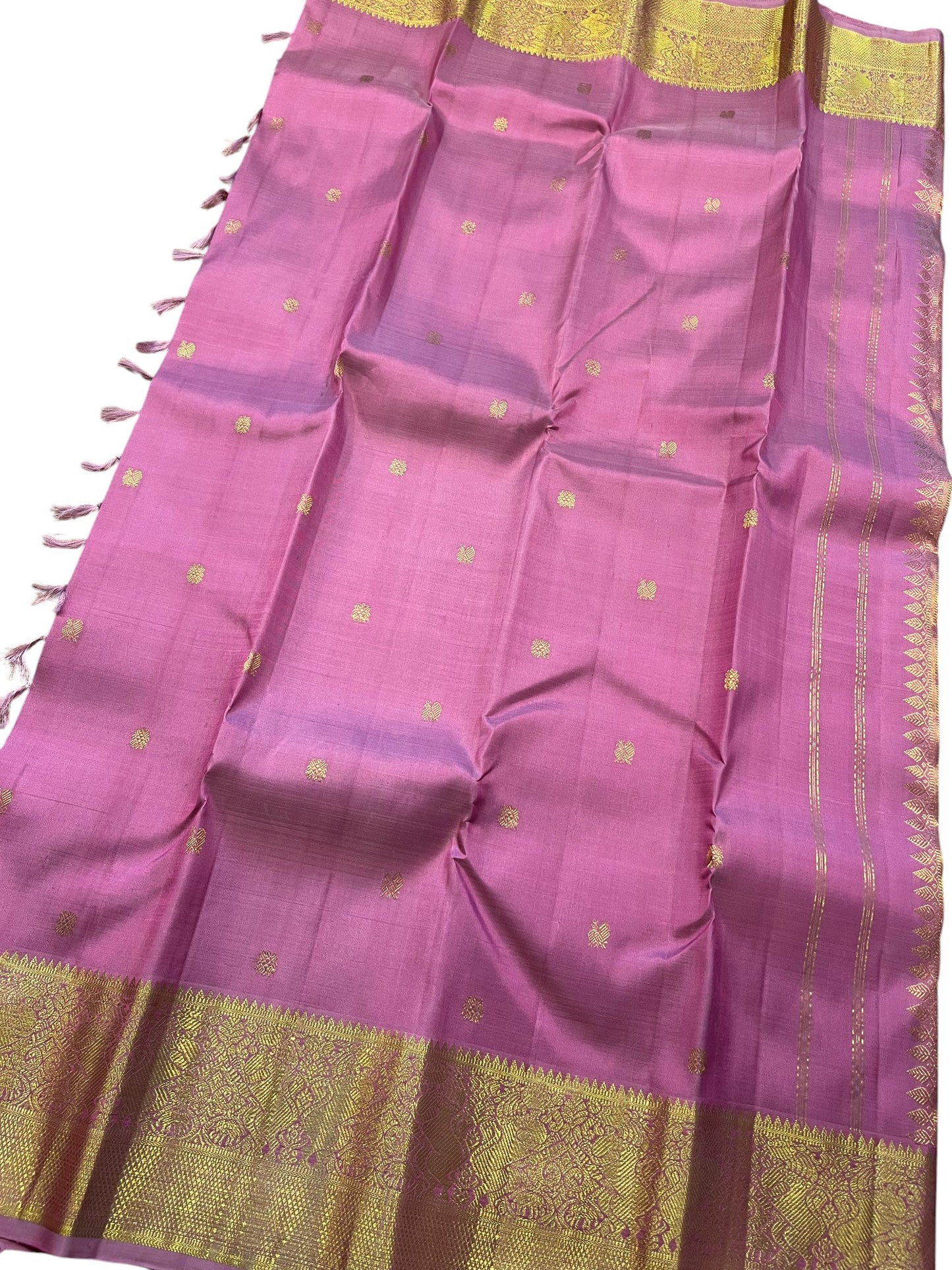 Southloom Premium Bridal Handloom Kanchipuram Silk Saree With Korvai Works (Pink)