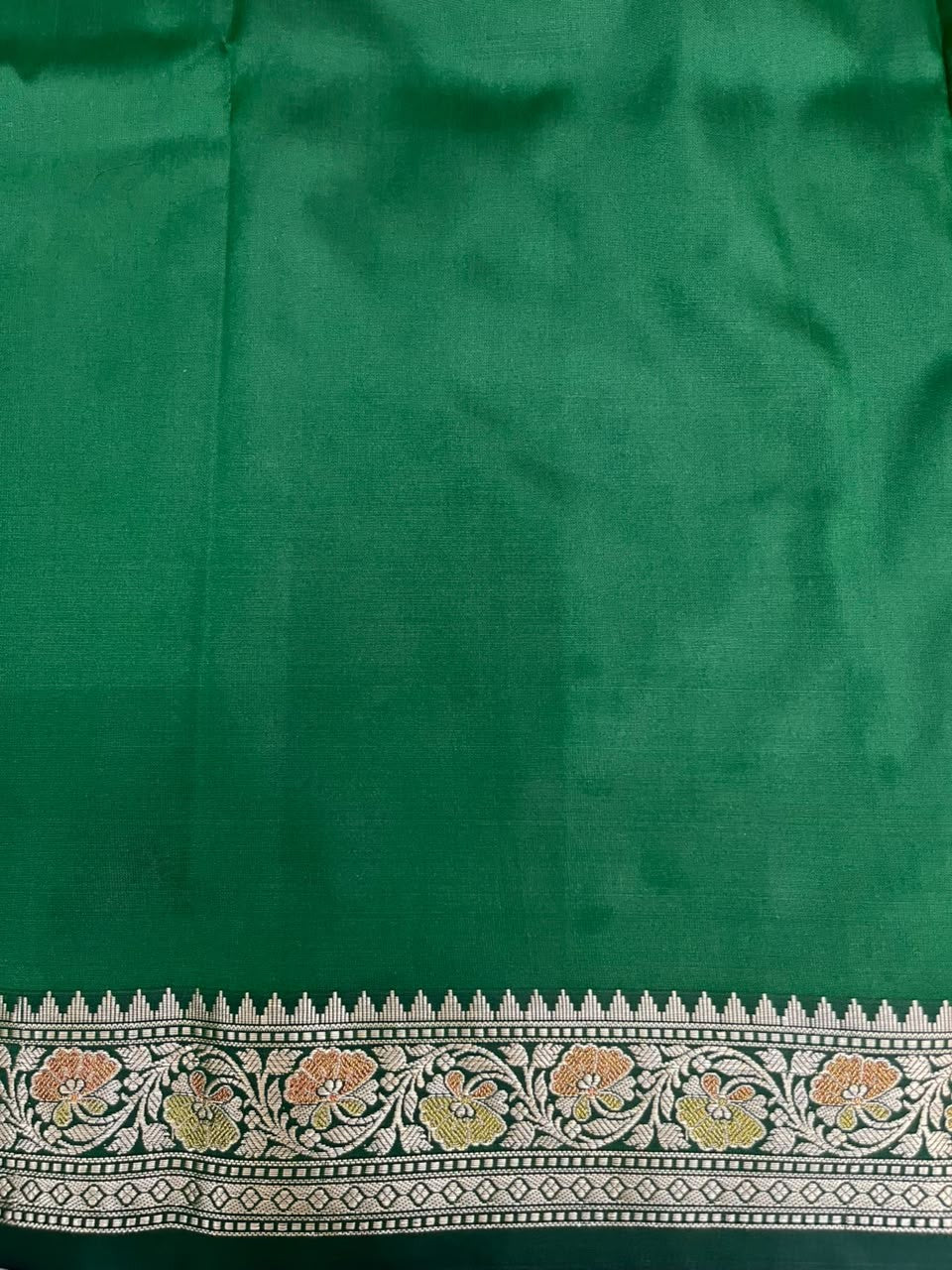 Southloom Satin Banarasi Silk Saree with Woven Work on Body And Borders In Green