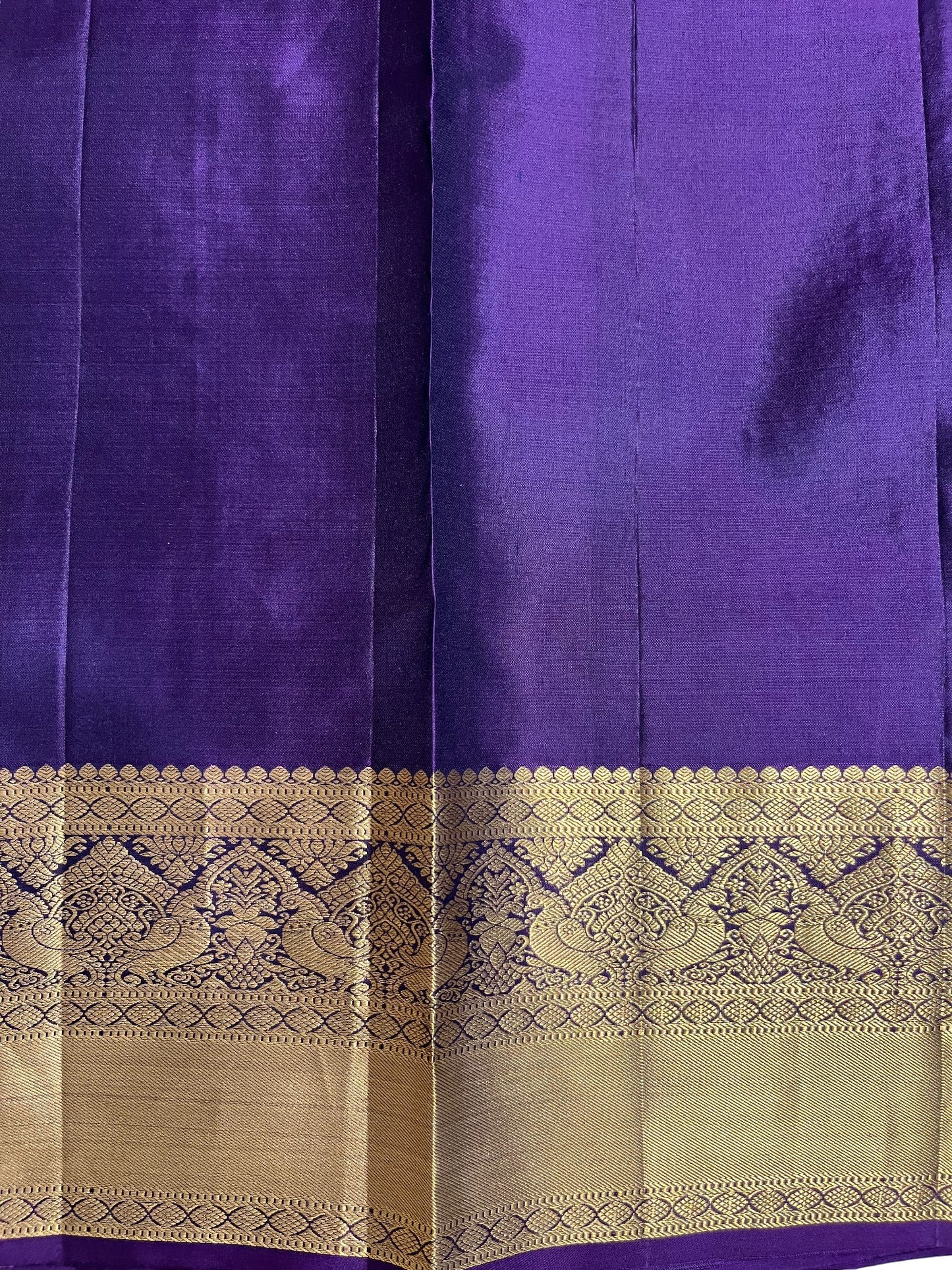 Southloom Pure Handloom Bridal Kanchipuram Silk Saree with Korvai Work (Violet)