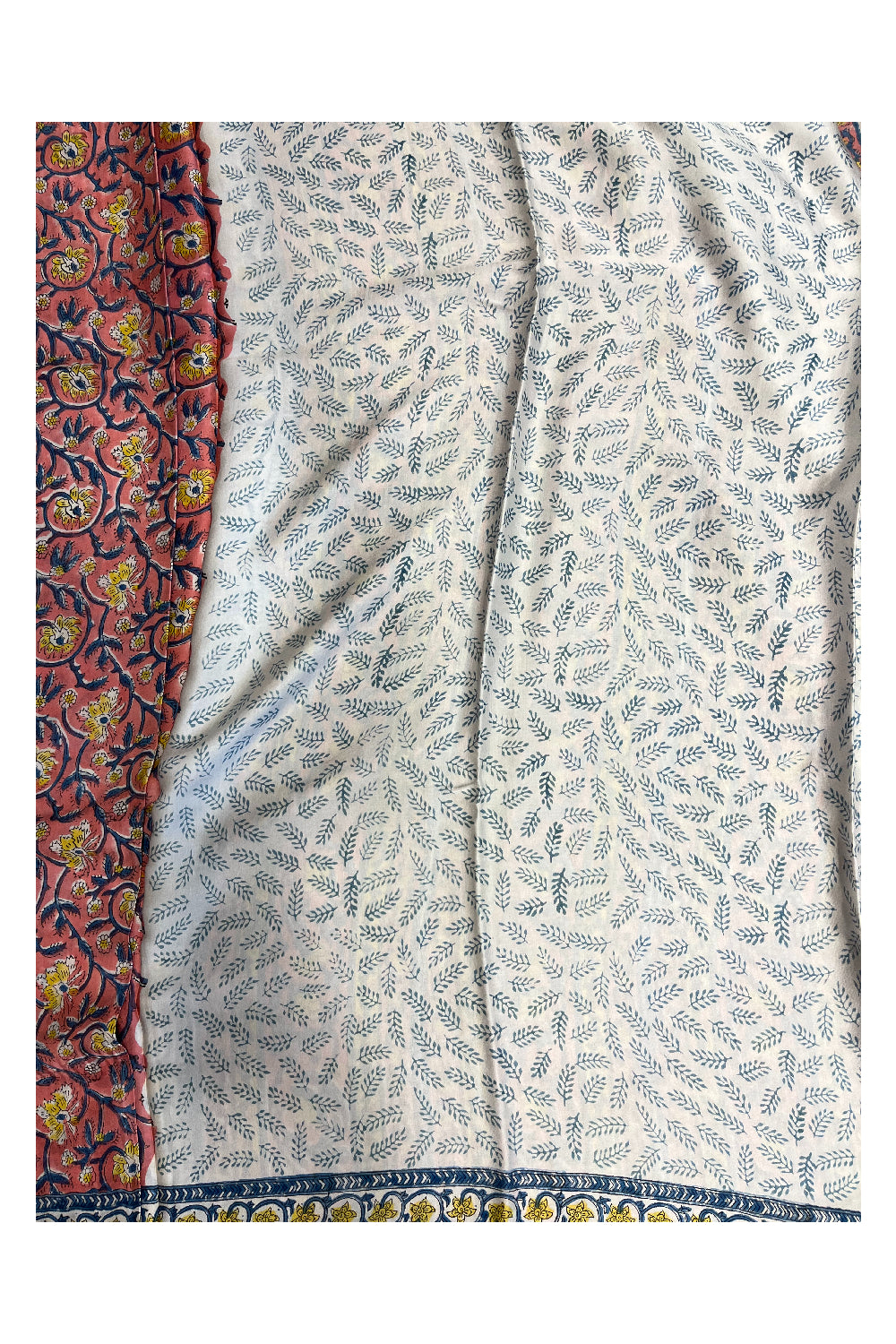 Southloom Pure Modal Silk Saree With Original Hand Block Print On Body Pallu And Blouse