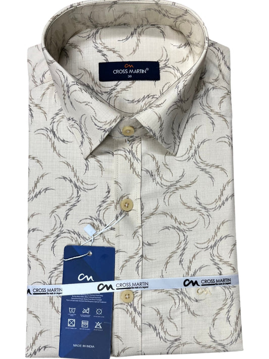 Southloom Pure Cotton Beige Printed Shirt SLSHIRT 38FS