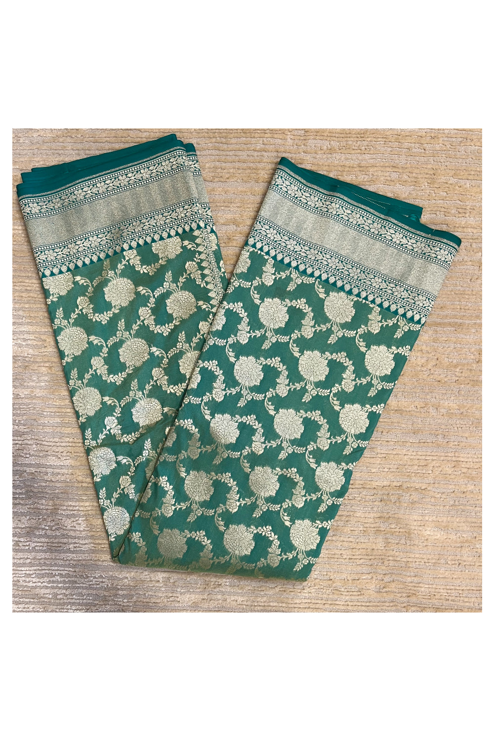 Southloom Banarasi Georgette Woven Work Saree in Green