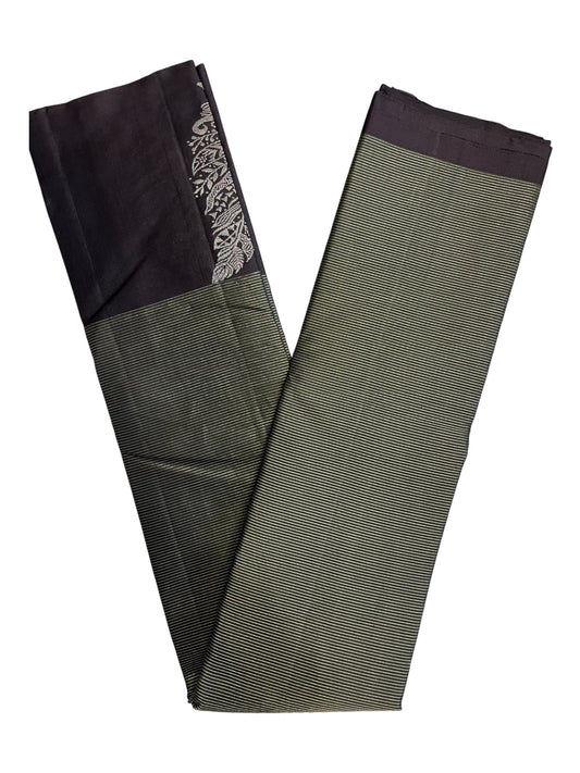 Southloom Pure Handloom Bridal Kanchipuram Silk Saree with Korvai Work (Brown)