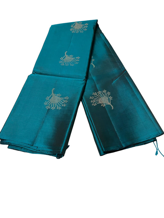 Southloom Pure Handloom Kanchipuram Silk Saree with Butta Work (Blue)