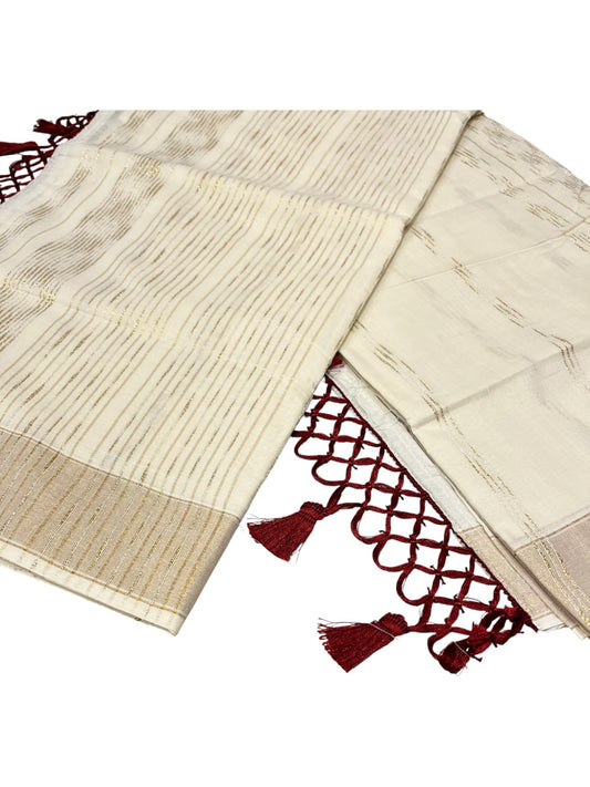 Southloom Kerala Cotton Kasavu Saree with Golden Thread Work