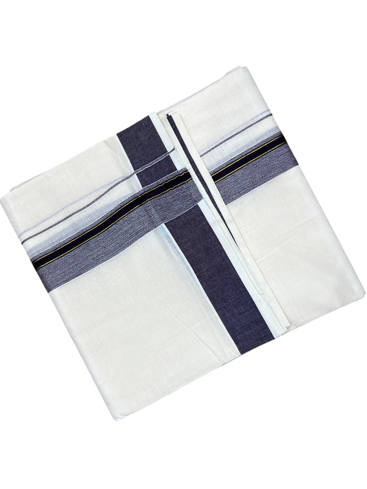 Southloom Pure Cotton Mundu with Purple Border (South Indian Kerala Dhoti)