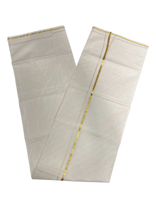 Southloom Pure Cotton Double Mundu With Gold Kasavu & Gold Border (South Indian Kerala Dhoti)