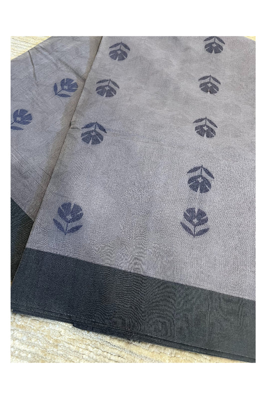 Southloom Kerala Cotton Saree with Floral Woven Works Across Body in Grey