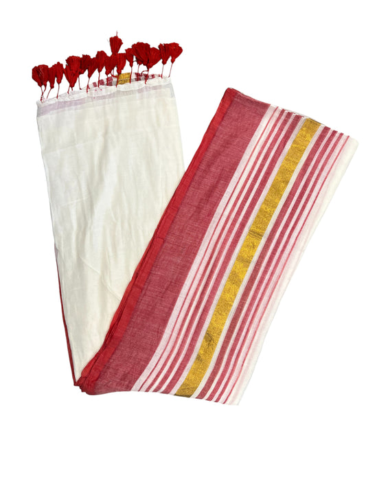 Southloom Mul Cotton 120 x 120 Soft Fabric Saree in Red Colour SL215