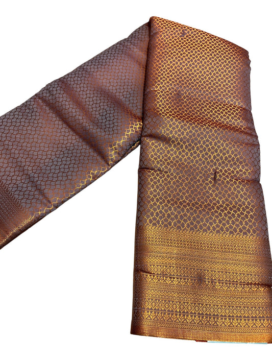 Southloom Brocade Silk Bridal Saree WIth Woven Borders And Blouse Piece