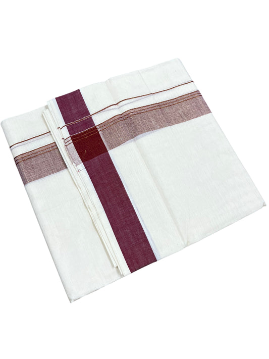 Southloom Kerala Pure Cotton Double Mundu with Maroon Border (South Indian Dhoti)