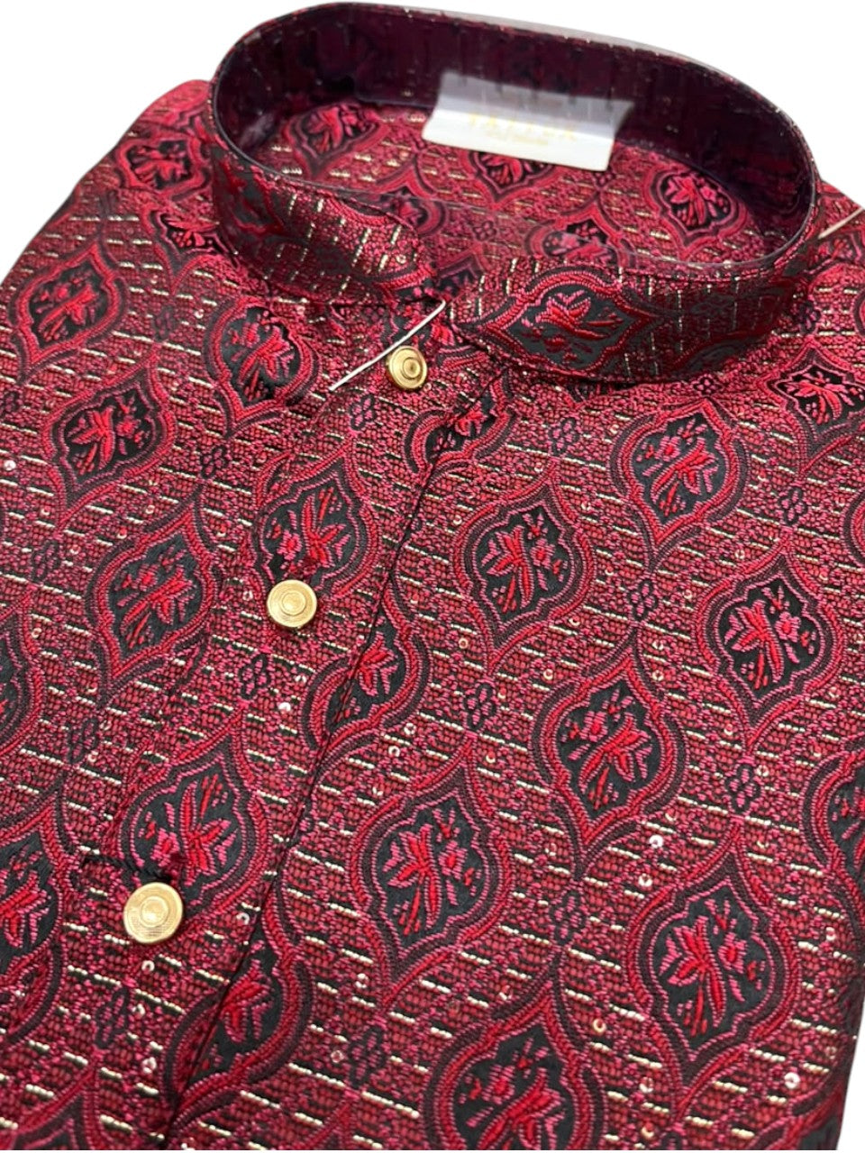 Southloom Maroon Woven Semi Silk Short Kurta for Men SL590