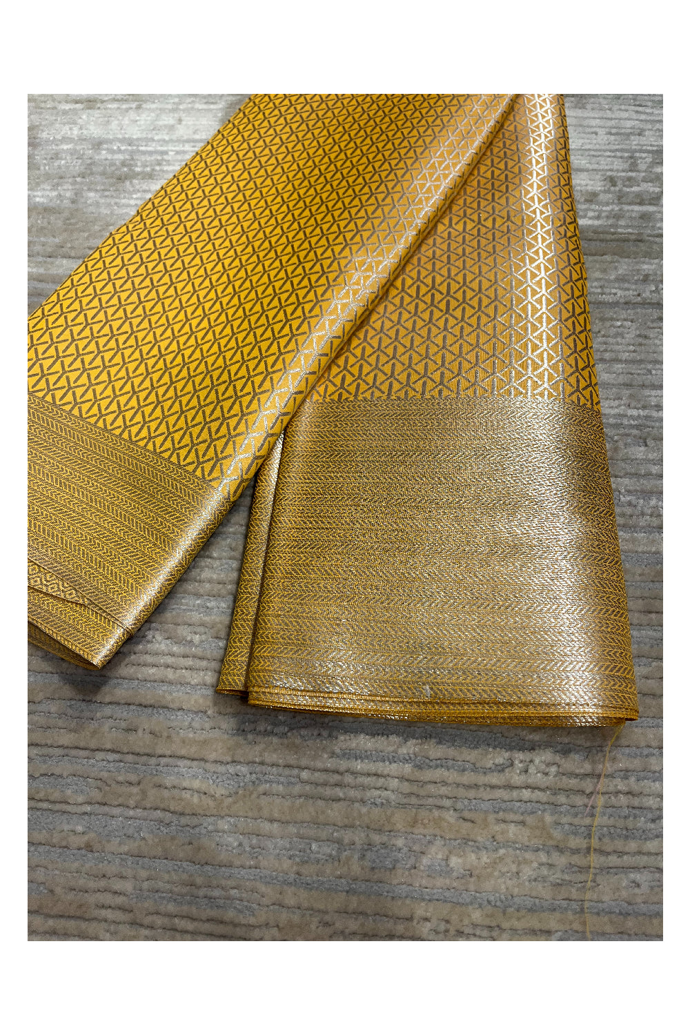 Southloom Banarasi Silver Zari Brocade Work Silk Saree in Yellow Pastel Shade